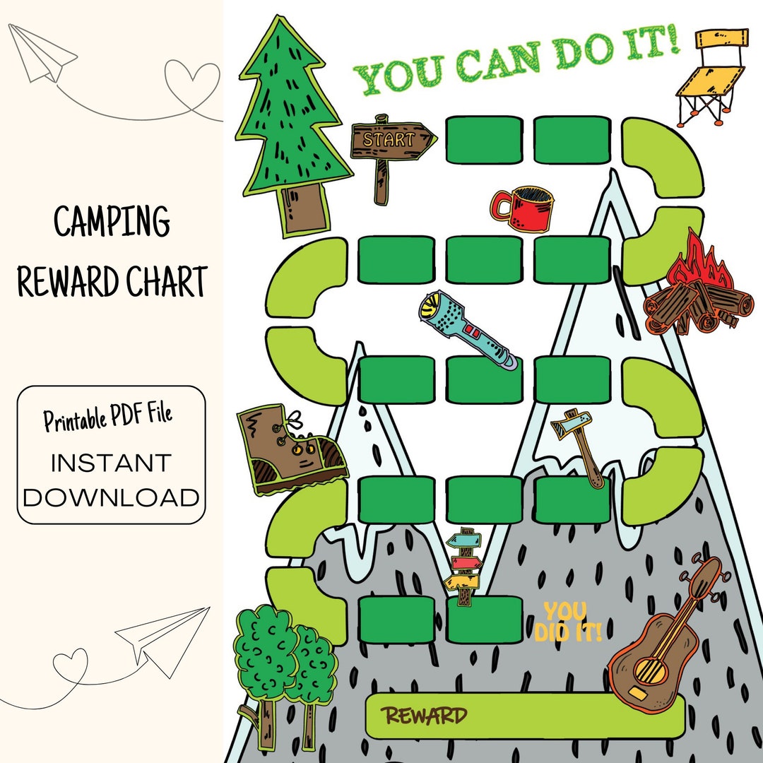 Camping Reward Chart Home Chart, Kids Chore Chart, Potty Training, Kids