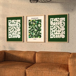 Bauhaus Prints Set Of 3, Exhibition Poster, Abstract Art, Mid Century Modern, Geometric Art, Modern Art, Minimalist, Modern, Digital Poster