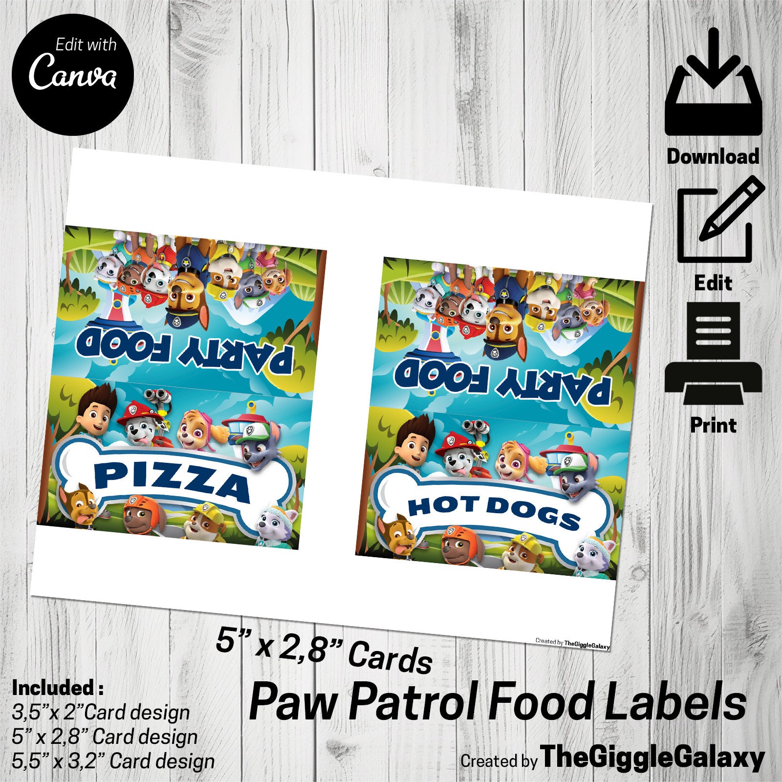 Food Labels Paw Patrol Instant Digital Download Printable Birthday Food ...