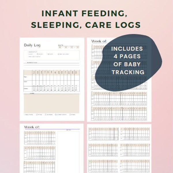 Printable! Infant Care Log Neutral 4 Different pages of tracking baby's sleep, feeding, and diaper changes!