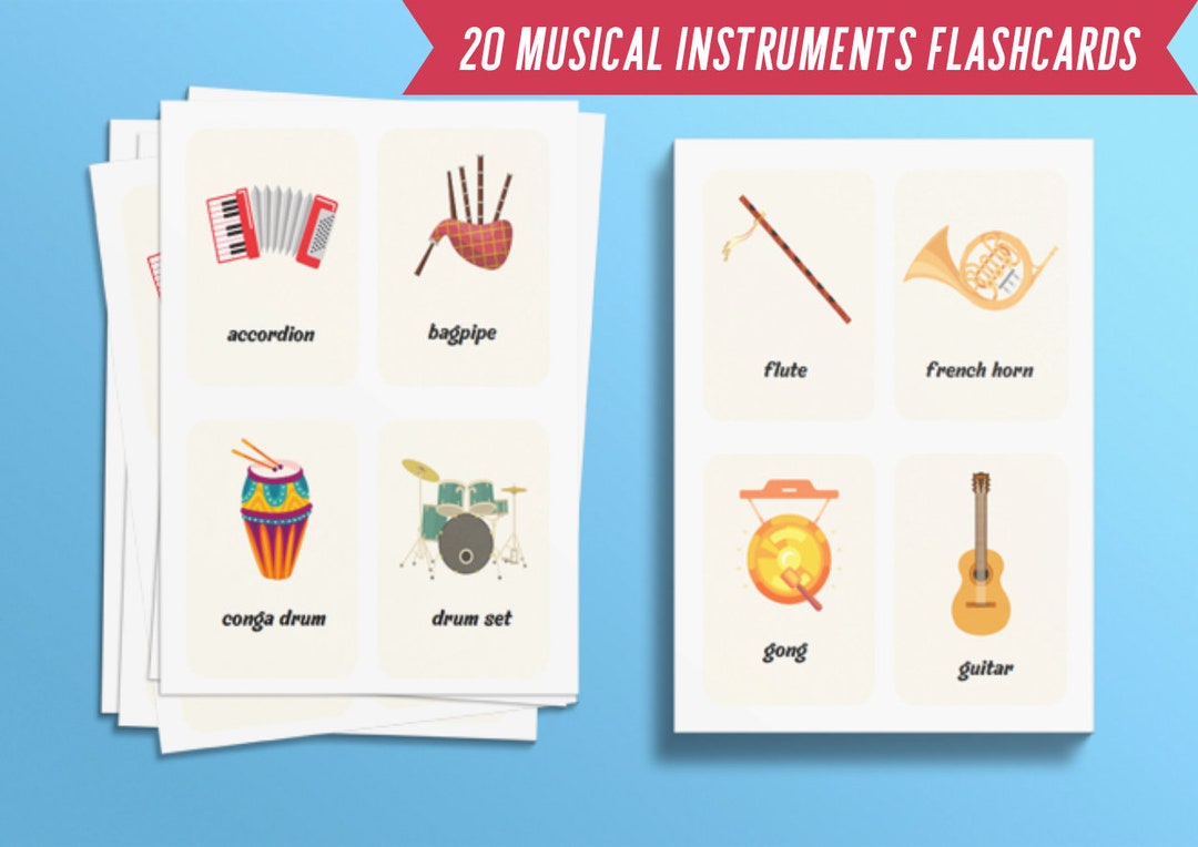 20 Printable Musical Instruments Flashcards Montessori Cards - Etsy