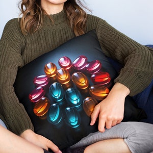 Take Your Pills Pillow, Colorful Jelly Pills Pillow, Vibrant Capsule Pills Cushion, Happy Chill Pill Decor, Trendy Photorealistic Art Pillow