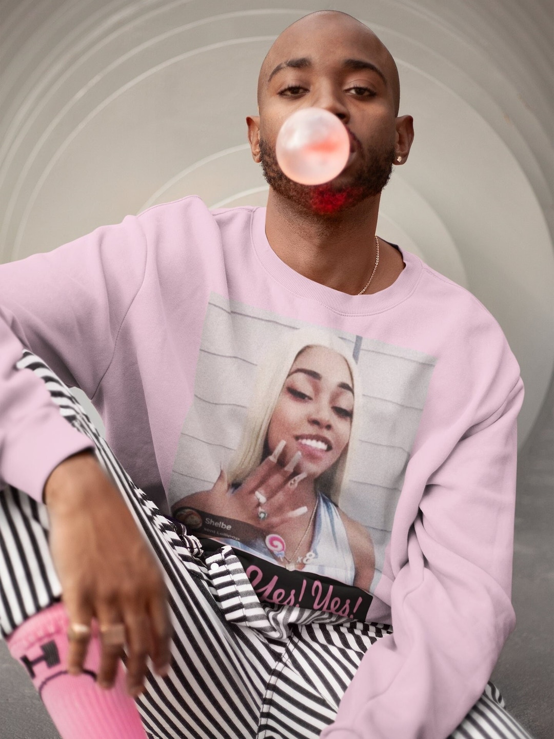 Tiktok Fan Gift Pinkydoll Unisex Sweatshirt. Tiktok Trending Art, Gen Z