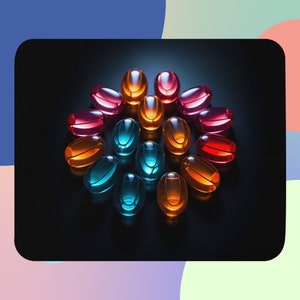 Take Your Pills Mouse pad, Colorful Jelly Pills Canvas, Vibrant Color Capsule Pills, Happy Chill Pill, Jelly Pills Photorealistic Art Pad
