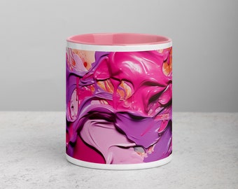 Pink Paint Splash Color Mug, Thick brush strokes Mug, Pink lovers Gift, Gift for Artist, Gift for Fashion lovers, Pink Office Accessories