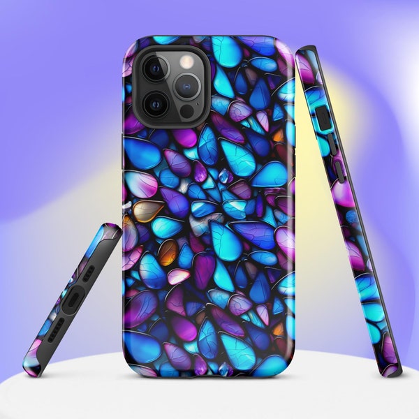 Shiny Iridescent Pebbles iPhone® Tough Case, Shiny Glittery Beach Pebbles Art, Glitter Phone Accessory Case, 3D Illusion Fantasy Phone Case