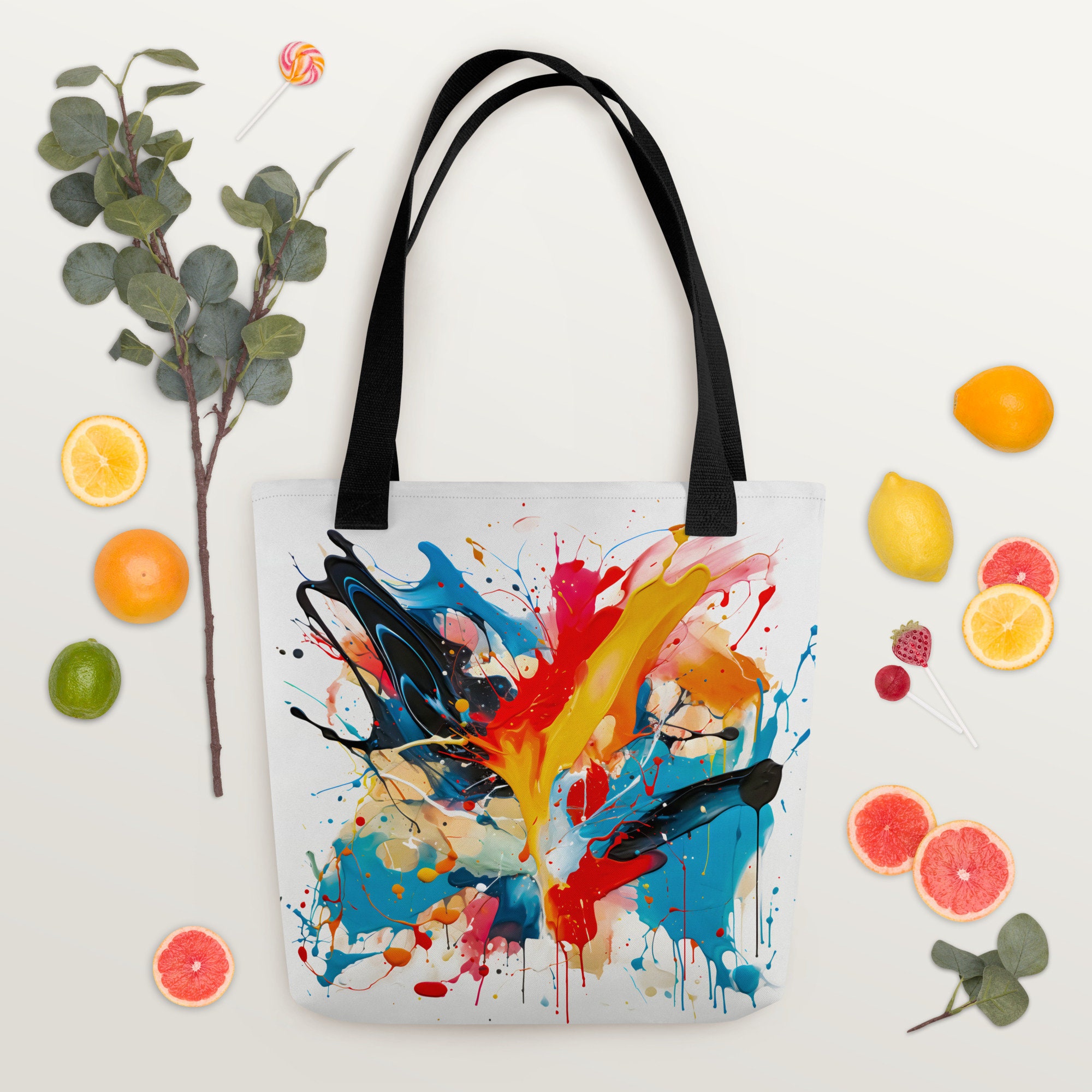 最前線の Abstract Splatter Color Bag, Tote Splash Paint Colorful バッグ