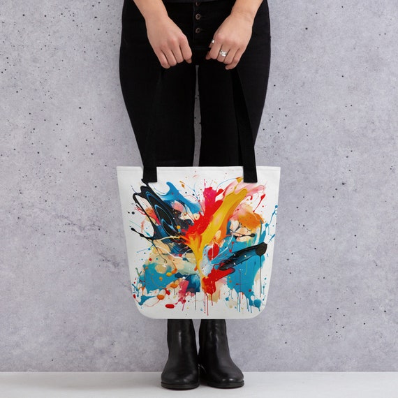 福袋 Abstract Colorful Paint Splash Tote Bag, Color Splatter バッグ