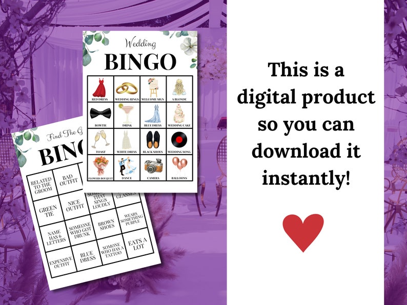 Printable Wedding Bingo Fun Pack - Wedding Activity - Find the Guest ...