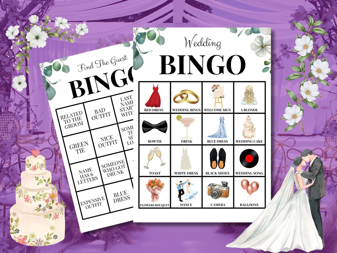 Printable Wedding Bingo Fun Pack - Wedding Activity - Find the Guest ...