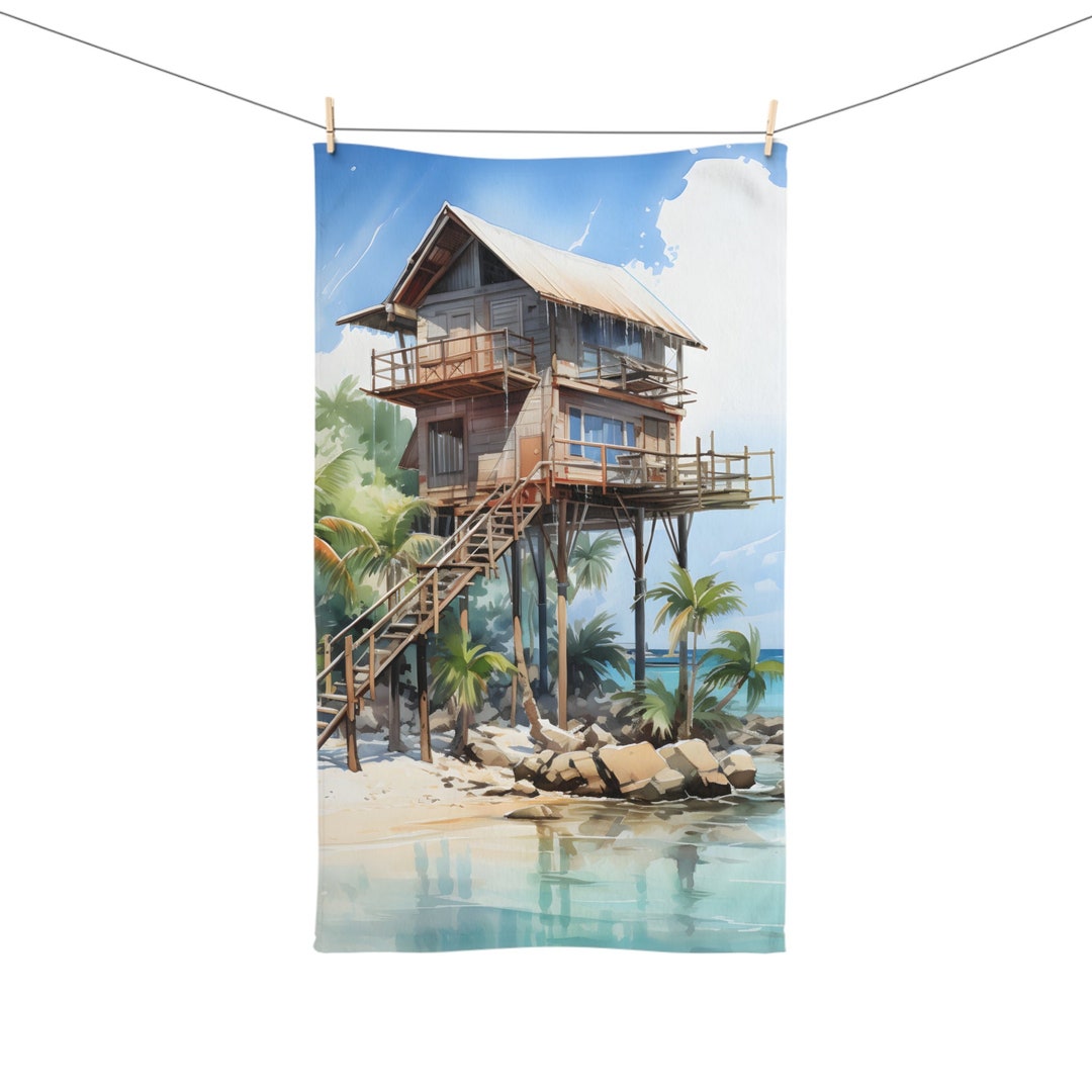 Coastal Charm Dream House on Stilts Bath Towel Etsy
