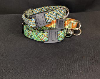 10" Buckle Cat Collar (breakaway) - Reds + Greens