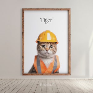 Ritratto di un operaio edile personalizzato da foto, dipinto di animali domestici, regalo di compleanno, regalo commemorativo, regalo personalizzato unico per proprietari di animali domestici