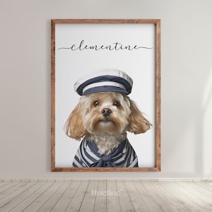 Ritratto di marinaio personalizzato da foto, dipinto di animali domestici, regalo di compleanno, regalo commemorativo, regalo personalizzato unico per proprietari di animali domestici