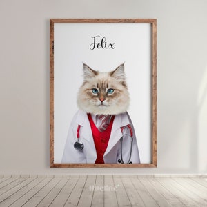 Ritratto di un medico personalizzato da foto, dipinto di un animale domestico, regalo di compleanno, regalo commemorativo, regalo personalizzato unico per la laurea in medicina