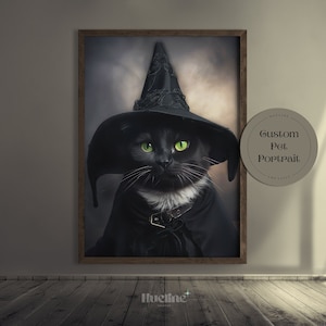 Custom Gothic Pet Portrait from Photo Perfect Halloween Pet Gift Dark Home Decor Witch Pet Wall Personalized Gift for Pet Lover
