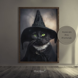 Custom Gothic Pet Portrait from Photo Perfect Birthday Pet Gift Dark Home Decor Witch Pet Wall Personalized Gift for Pet Lover