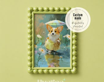 Custom Spring Themed Pet Portrait, Personalized Oil Painting Pet Memorial Gift, Cat Poster Print