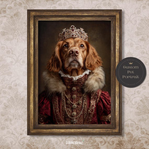 Custom Royal Pet Portrait: Renaissance Dog Art, Regal Gift Digital, Canvas or Poster