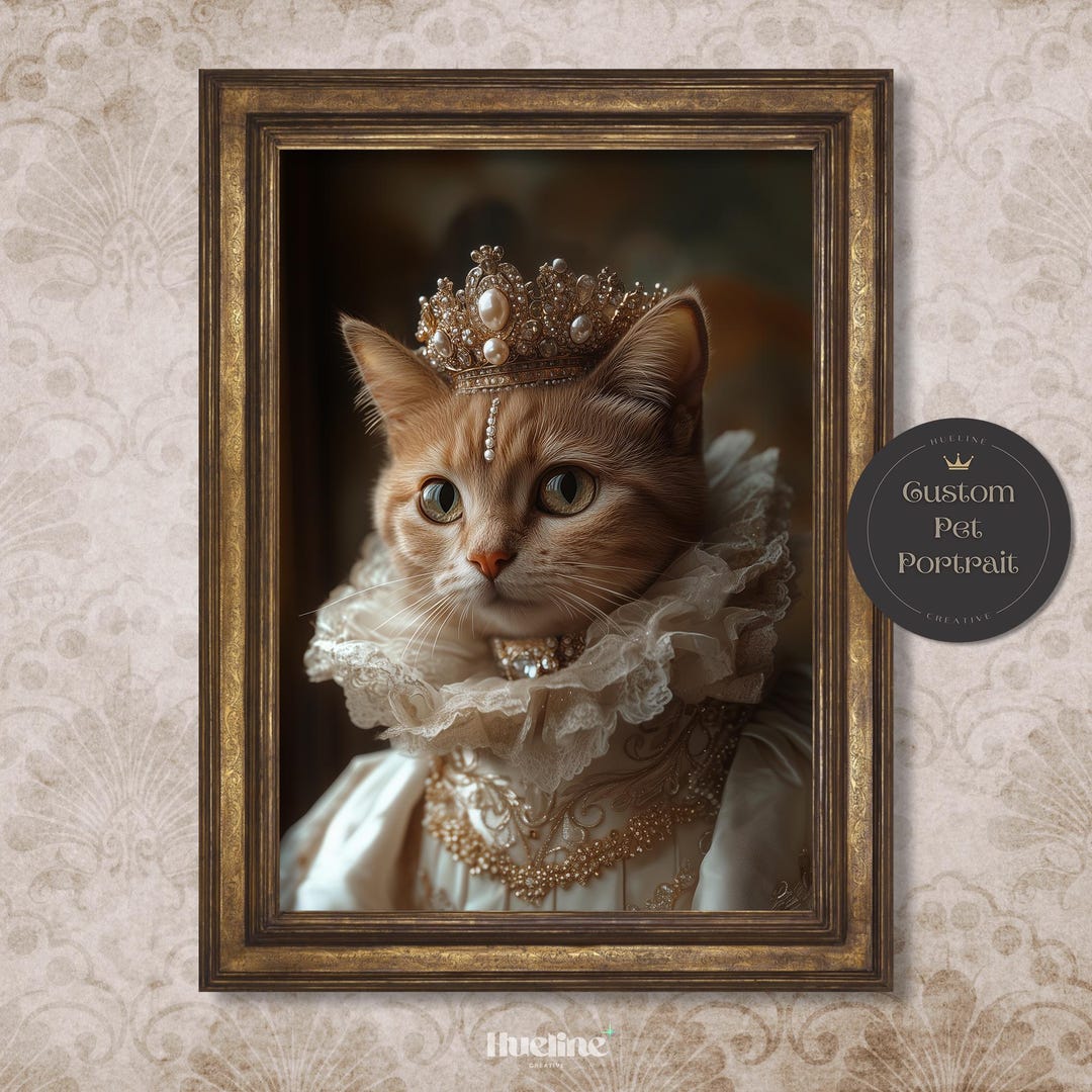 Custom Renaissance Royal Pet Portrait: Regal Dog or Cat Art, Digital ...