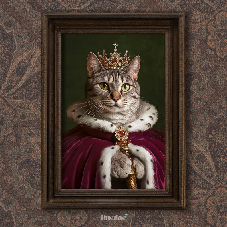 Custom Royal Pet Portrait from Photo Pet Wall Art Funny Gift Realistic Regal Pet Portrait with Crown Birthday Gift Personalized Gift