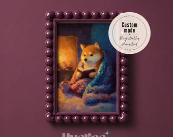 Custom Autumn Themed Pet Portrait, Personalized Oil Painting Pet Memorial Gift, Dog Mom Present