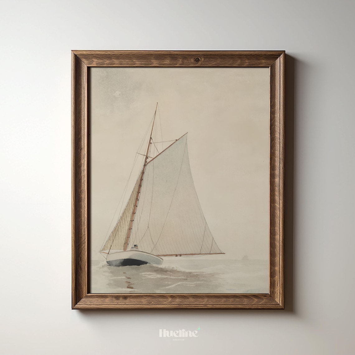 Vintage Sailboat Wall Art Print: Minimalist Nautical Coastal Decor ...