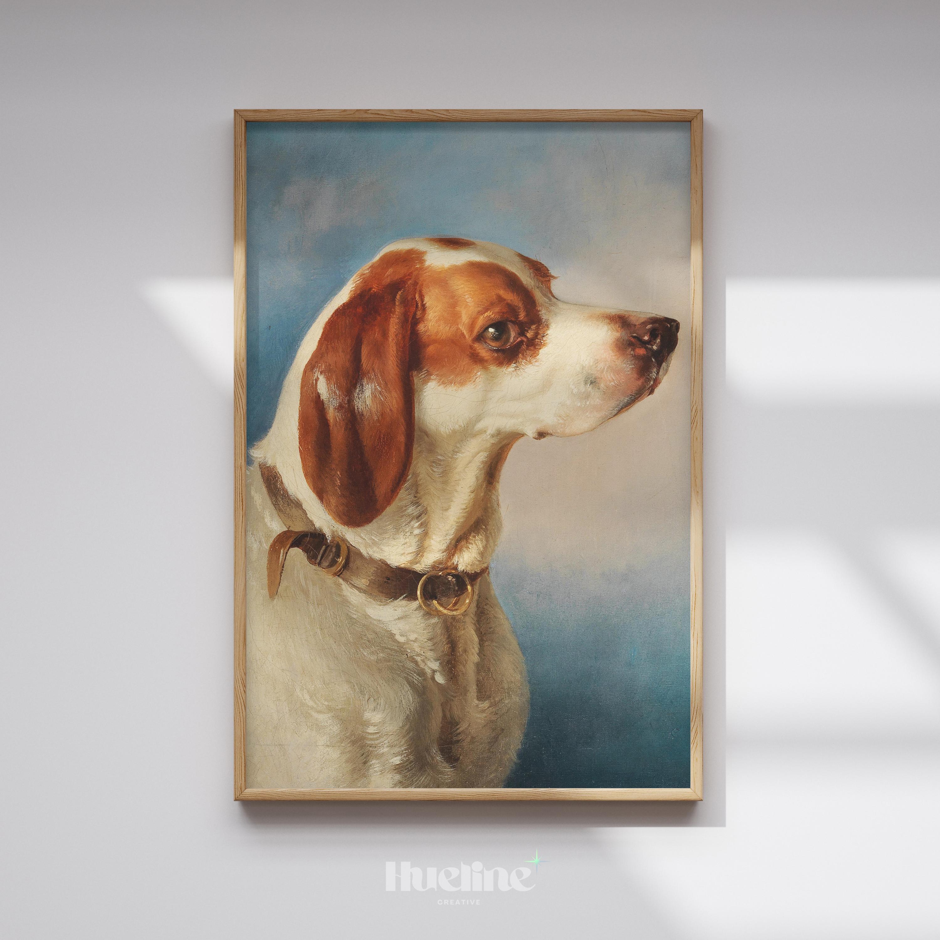 Vintage Dog Portrait Art Print – Classic Canine Painting Wall Decor ...