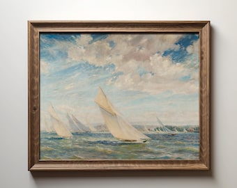 Vintage Sailing Boats Art Print: Coastal Maritime Decor L1041