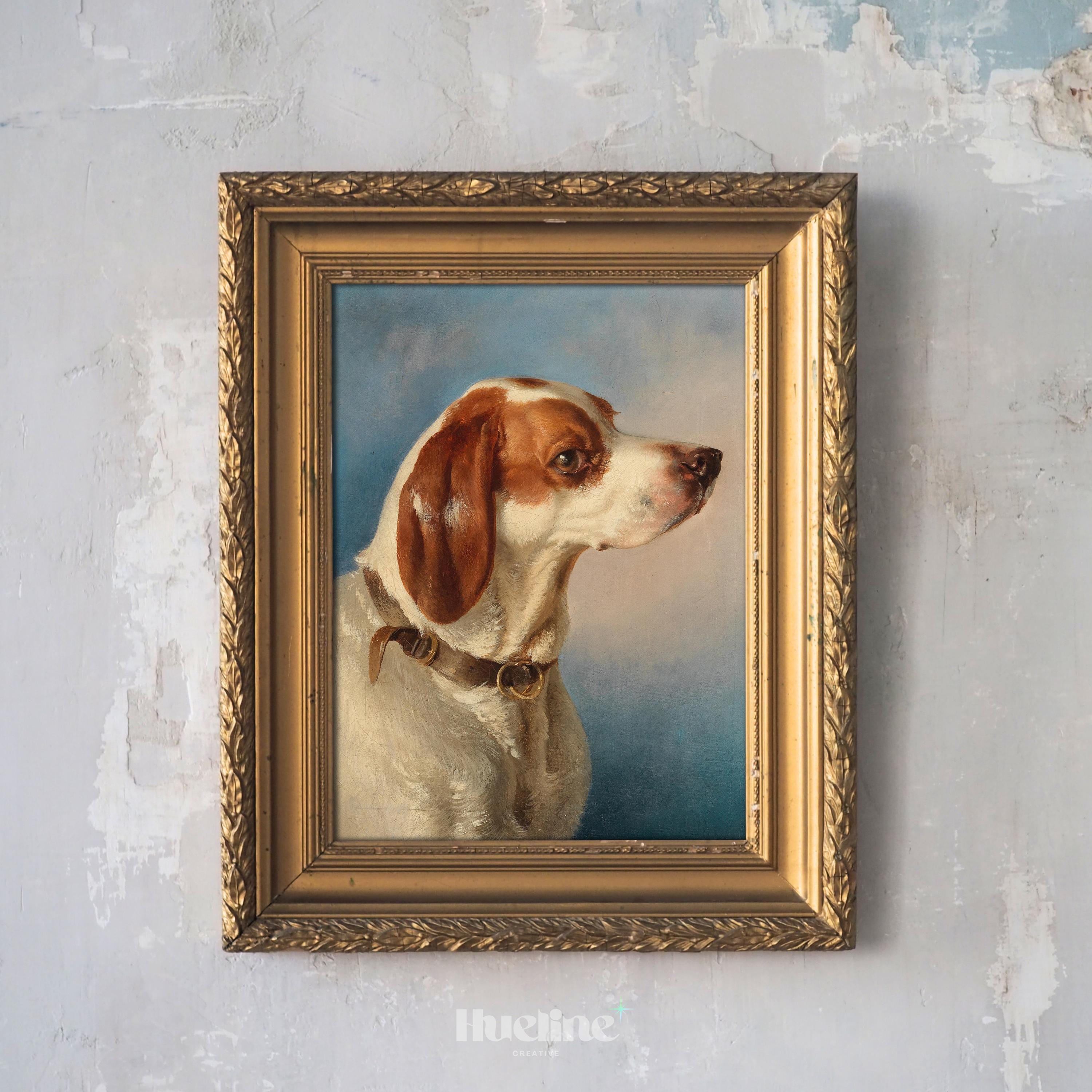 Vintage Dog Portrait Art Print – Classic Canine Painting Wall Decor ...