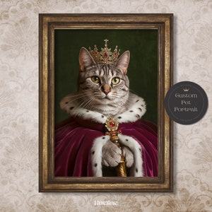 Custom Royal Pet Portrait from Photo Pet Wall Art Funny Gift Realistic Regal Pet Portrait with Crown Birthday Gift Personalized Gift