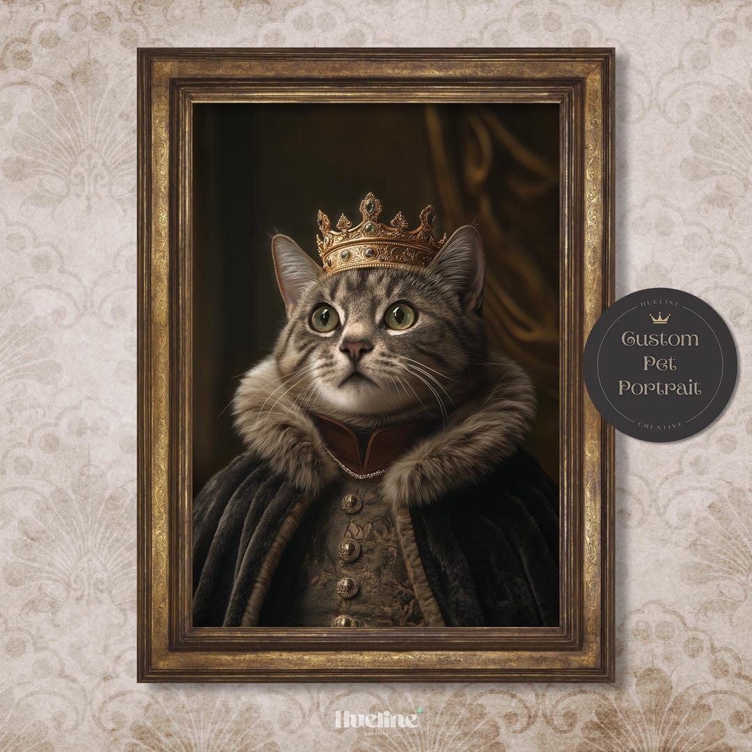 Custom Royal Pet Portrait: Renaissance King or Queen Digital, Canvas or ...