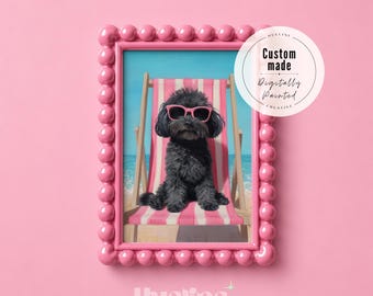 Custom Summer Themed Pet Portrait, Personalized Oil Painting Pet Memorial Gift, Dog Mom Present