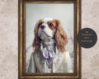 Aangepast koninklijk huisdierportret, nobele renaissancestijl, unieke dierenkunst