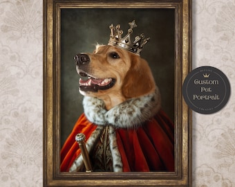 Custom Renaissance Royal Pet Portrait: Funny Pet Art Gift