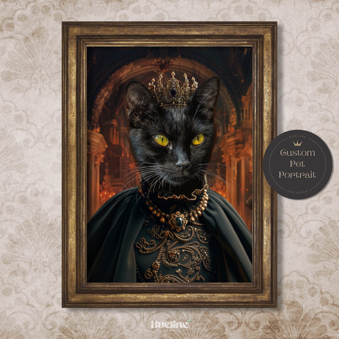 Custom Dark Royal Pet Portrait From Photo Renaissance Pet Wall Art ...
