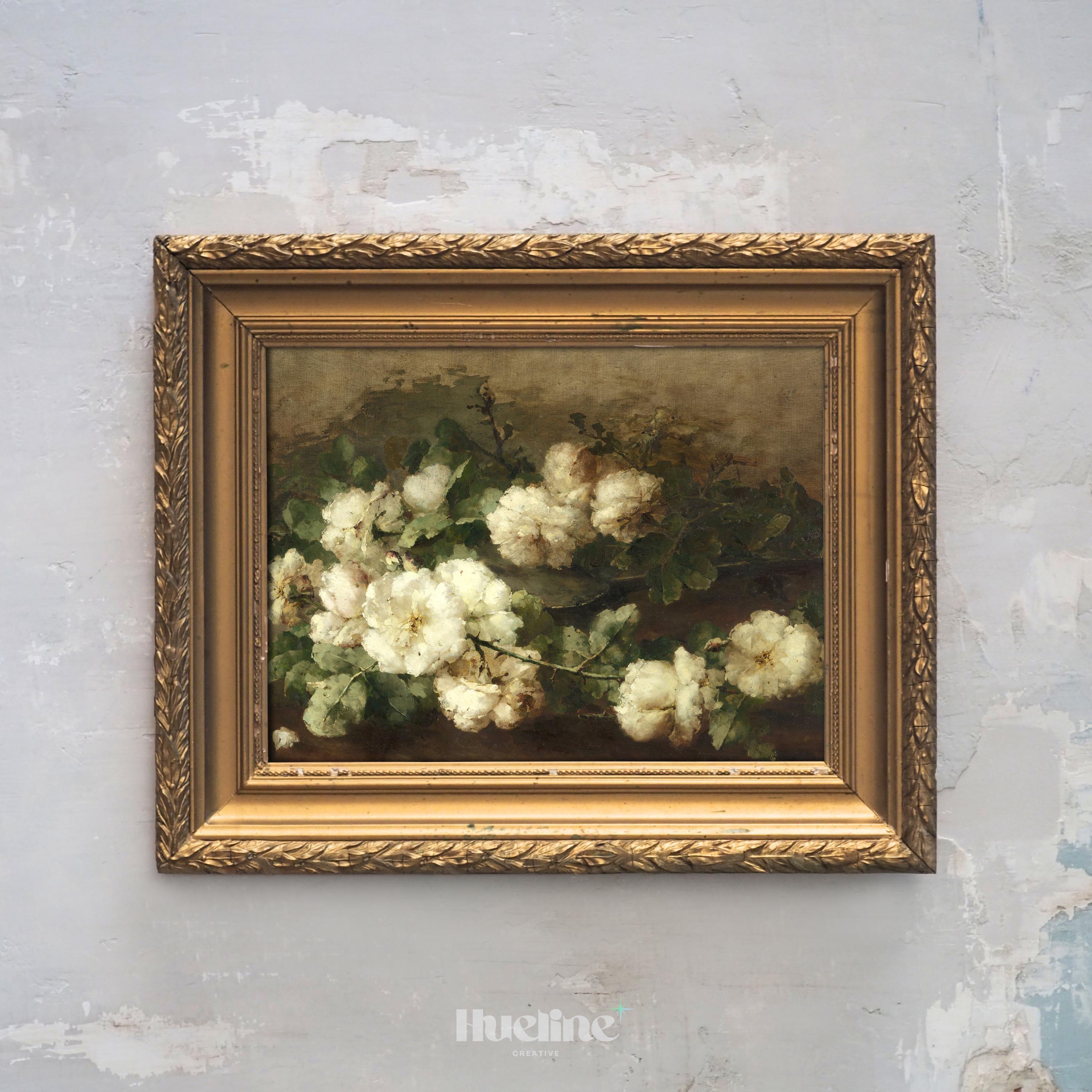 Vintage Floral Art Print – Antique White Blossoms Botanical Wall Decor ...