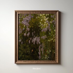 Glyzinien Garten Wand Kunstdruck, Vintage Botanisches Poster, Cottagecore Naturdekor - L1096