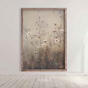 Wildblumen Leinwand: Rustikales florales Wandbild L1018