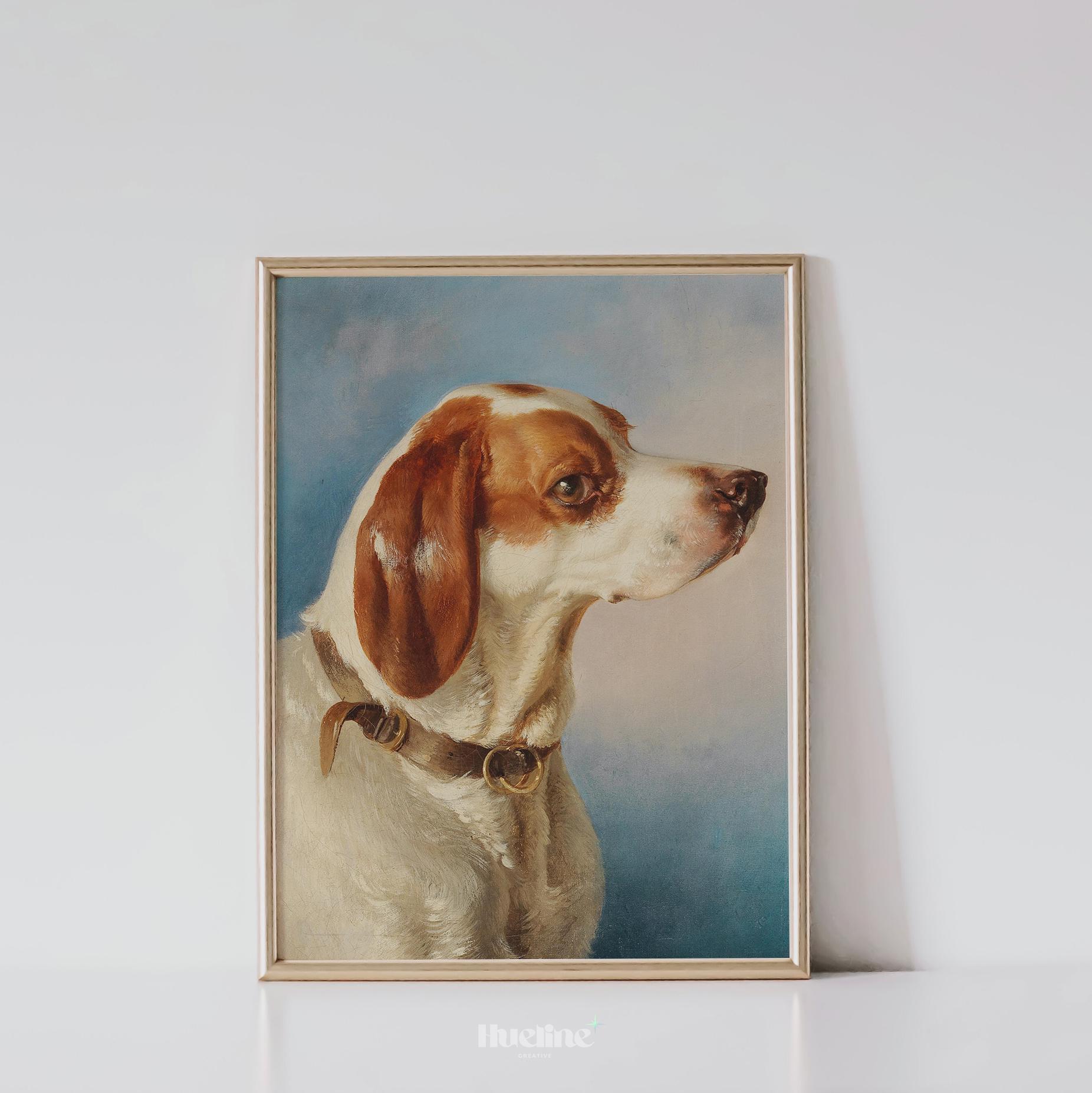Vintage Dog Portrait Art Print – Classic Canine Painting Wall Decor ...