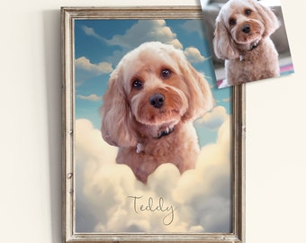 Custom Pet Portrait Clouds Custom Dog Portrait Anniversary Pet Gift Birthday Gift Dog Gift for Pet Lovers Pet Owners