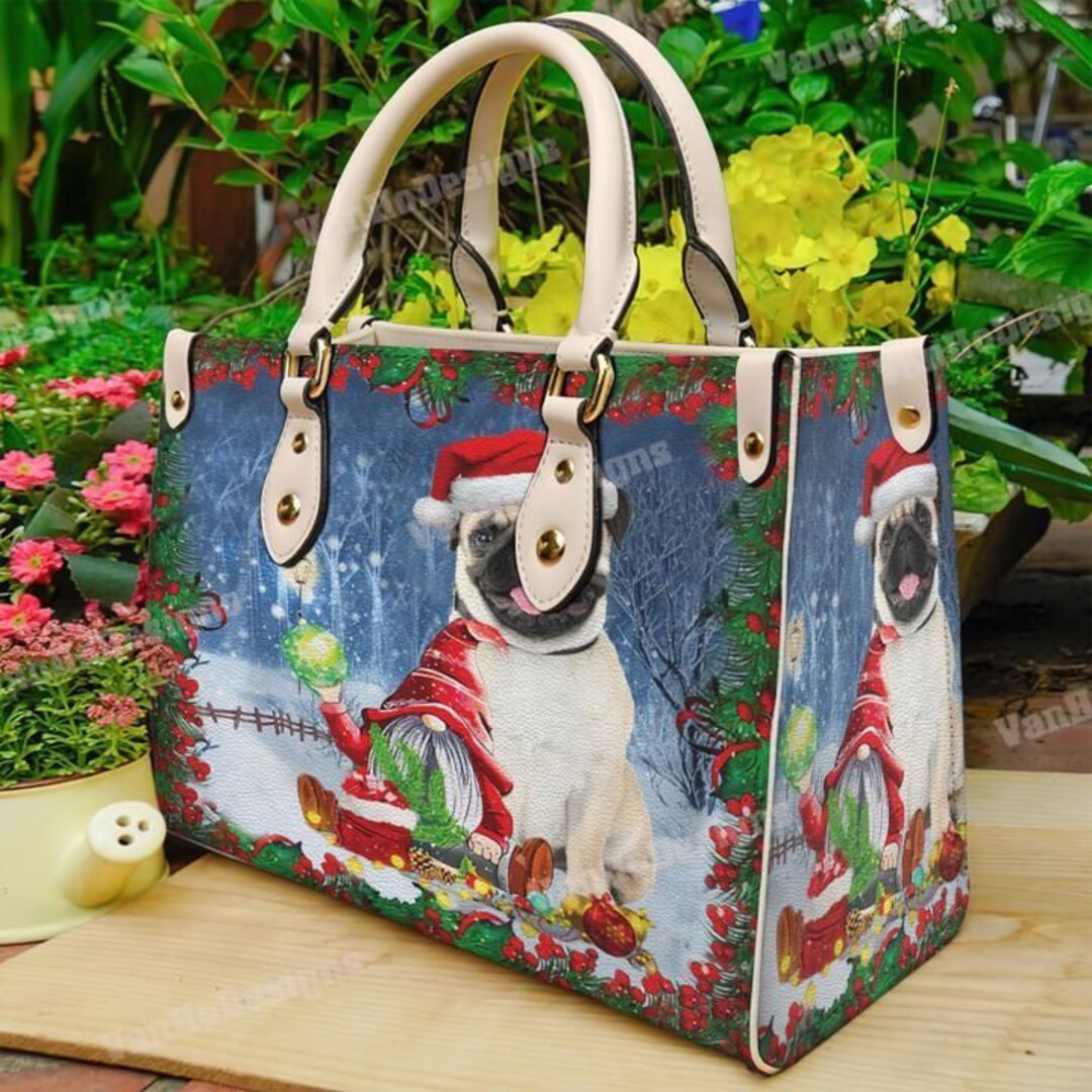 Bug Christmas Tree Leather Handbag, Custom Leather Handbag, Christmas