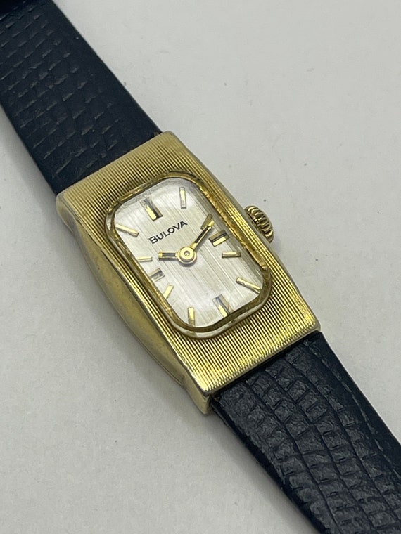 Bulova ladies watch black leather strap sale