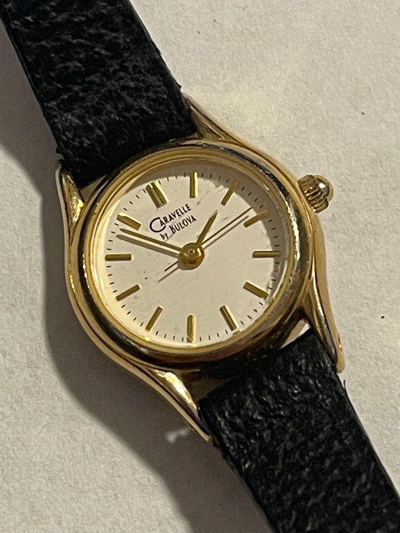 1996 Ladies Caravelle by Bulova Quartz Model 4B48 T6 Watch Leather Strap Etsy