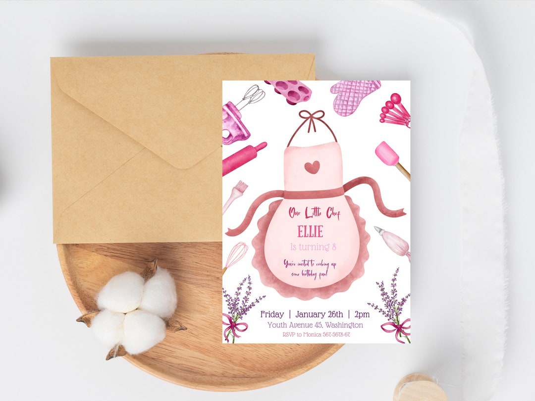 Cooking Birthday Invitation, Editable Baking Party Invite, Kids Kitchen ...