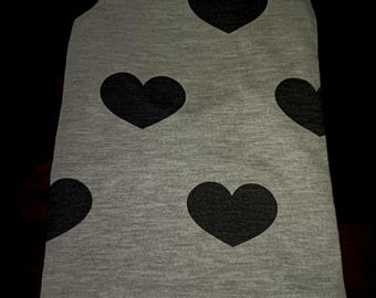 Black Hearts Stoma Bag Cover: Grey Soft Stretch Fabric