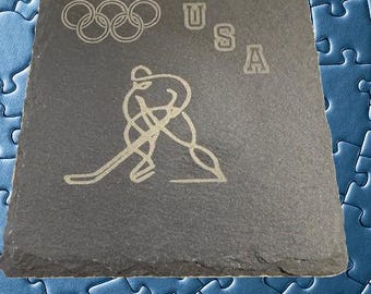 USA Hockey Square (4) slate coaster set