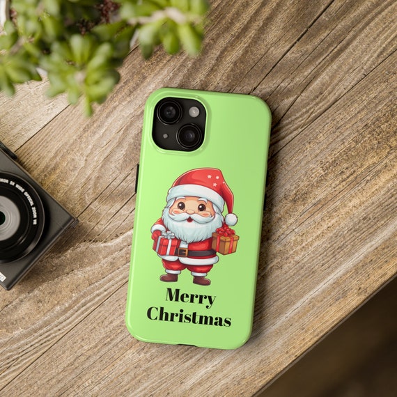 Santa Claus Merry Christmas Green Tough Hard Phone Case Cover