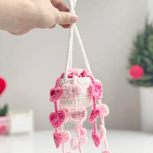 Pothos Car Hanging Pattern, Plant Car Hanging Crochet Pattern, Valentine Crochet Pattern, Car Hanging Crochet Pattern image 3