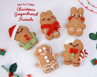 Christmas Gingerbread Friends Crochet Patterns Bundle, Candy Gingerbread Pattern, Santa Gingerbread Pattern, Cozy Gingerbread Pattern